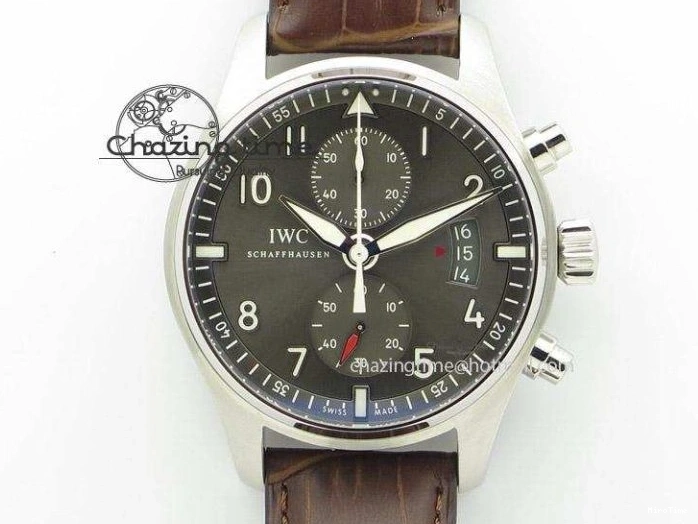 MIROTIME 0512 Youthful Pilot Chrono RG 3878 Gray Dial on Light Brown Leather Strap A 7394